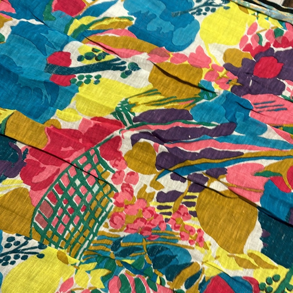 J. Crew vibrant linen scarf/wrap measuring 30 in x 80 in - Picture 3 of 4